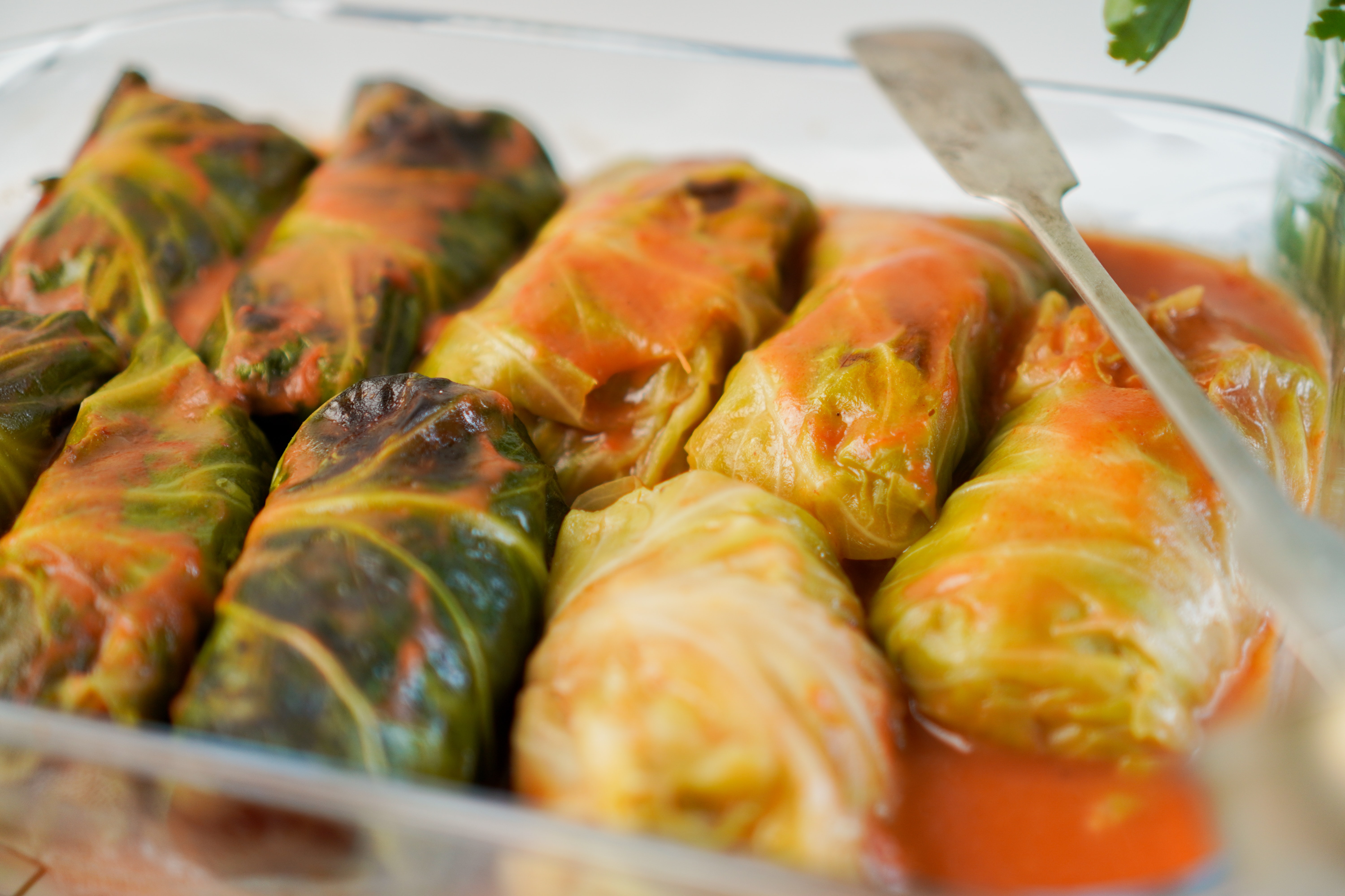 Gołąbki, Polish stuffed cabbage rolls, in tomato sauce
